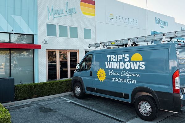 Trip's Windows van servicing a medical office building